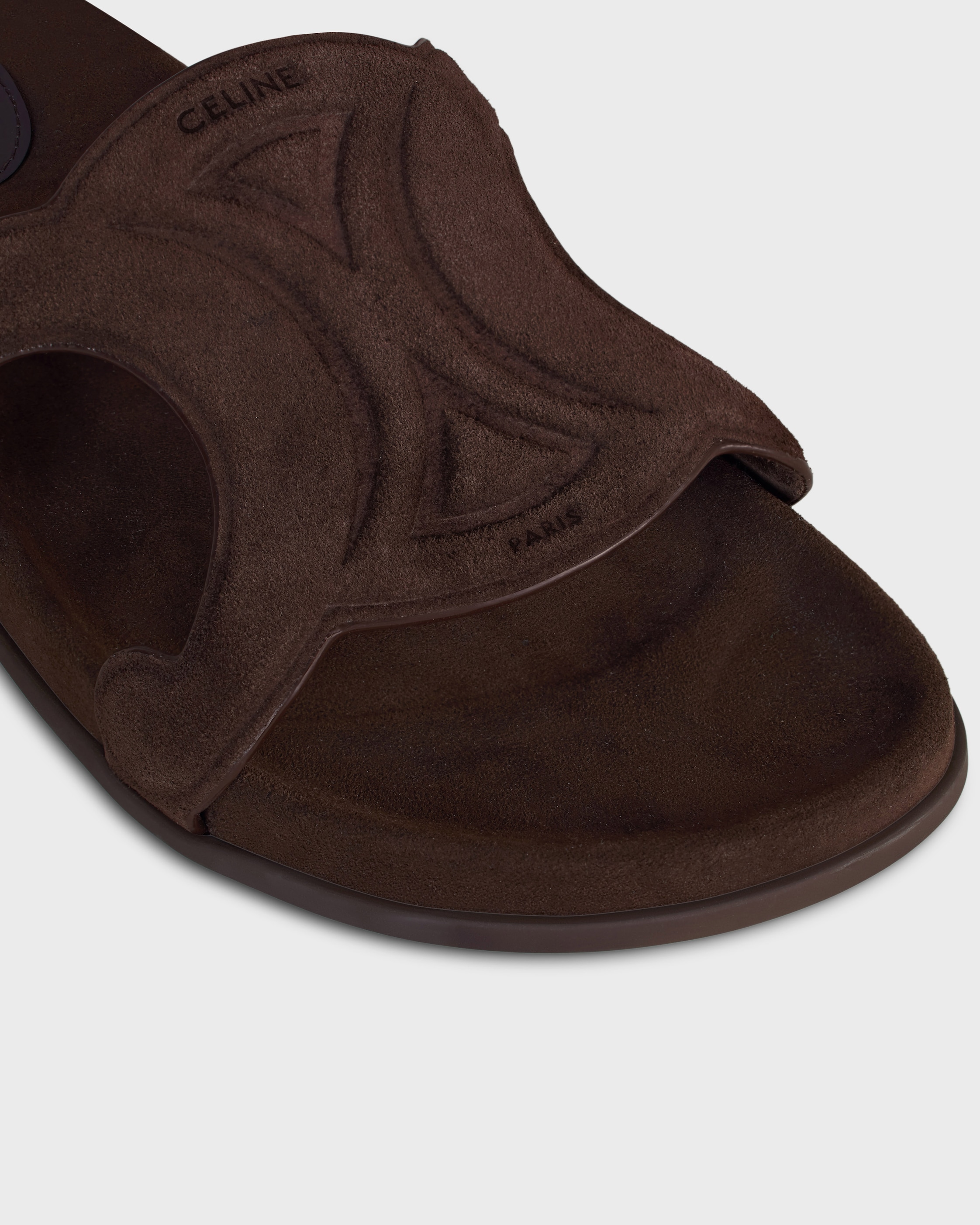 セリーヌ　CELINE ポインテッドトゥ パンプス スエード ブラック 21cm TRIOMPHE SLIDE IN SUEDE CALFSKIN - DARK BROWN | CELINE