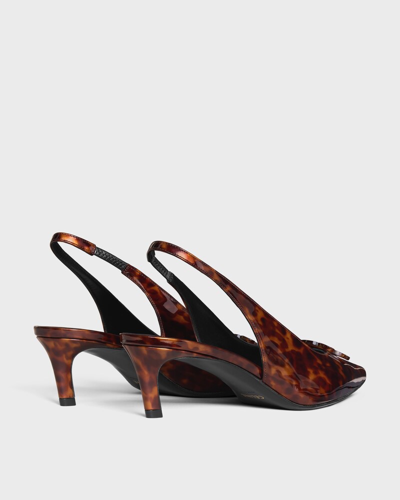 CELINE ALMA TRIOMPHE SLINGBACK IN PRINTED TARTARUGA PATENT CALFSKIN - HAVANA -  - 1 | CELINE