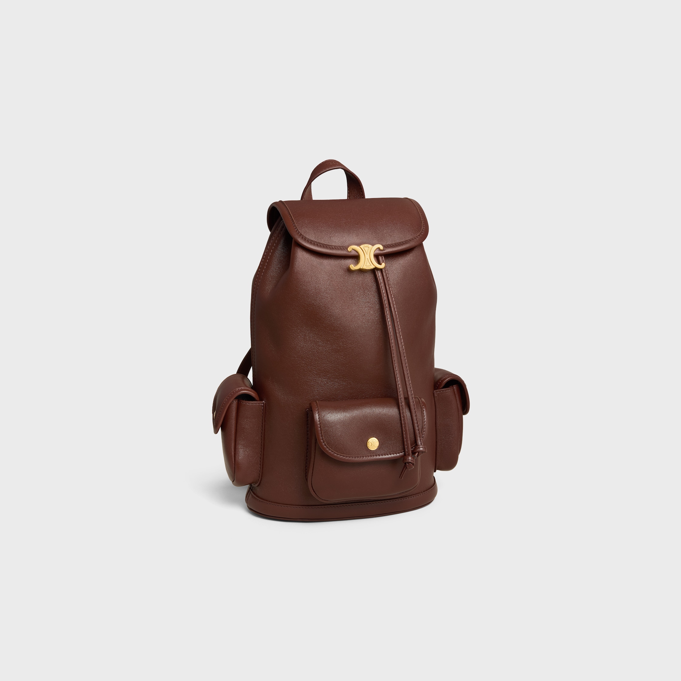 MINI BACKPACK SOFT TRIOMPHE IN SUPPLE SHINY LAMBSKIN - DEEP BROWN