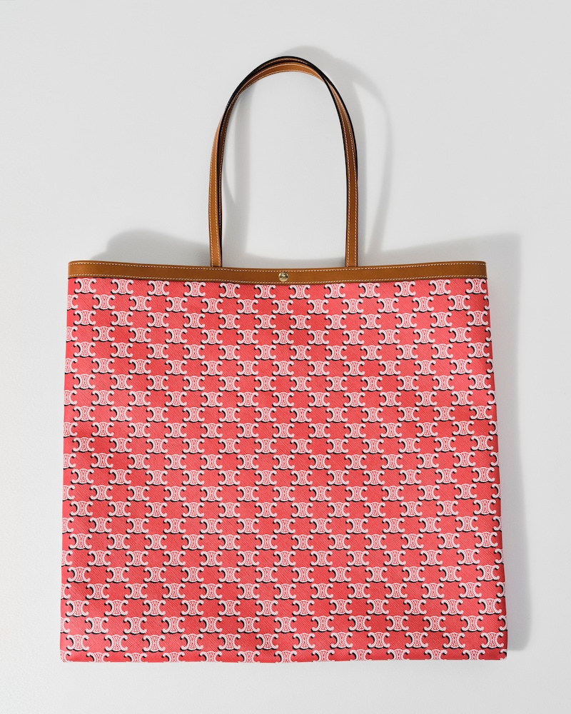 BOLSO SHOPPER GRANDE CON SOLAPA DE LONA TRIOMPHE - ROJO/NEGRO/BLANCO - REGALOS PARA ELLA - 1 | CELINE