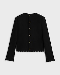 long-sleeved top IN wool natté - BLACK -  - 2 | CELINE