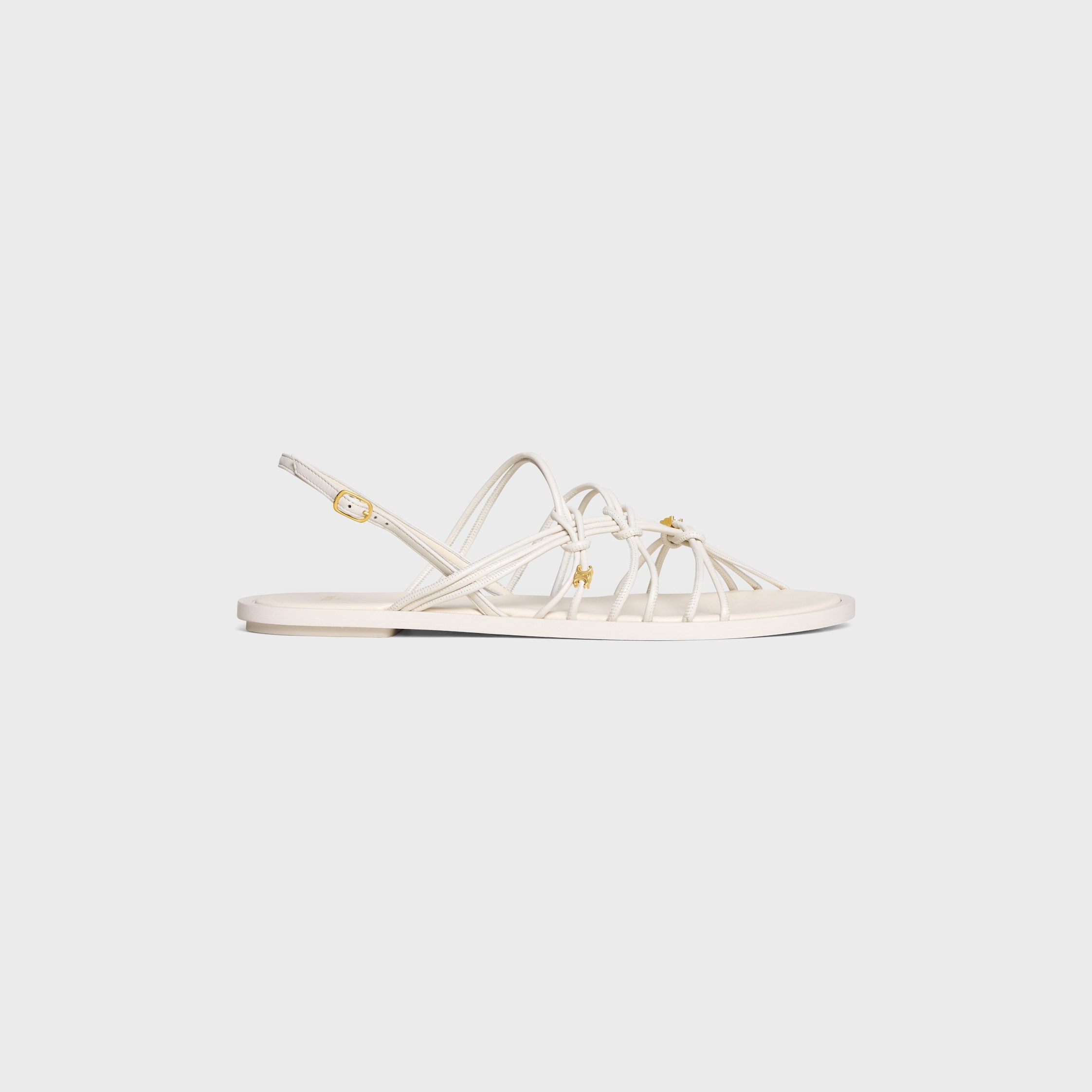KNOTS TRIOMPHE FLAT SANDAL IN GOATSKIN - CHALK | CELINE