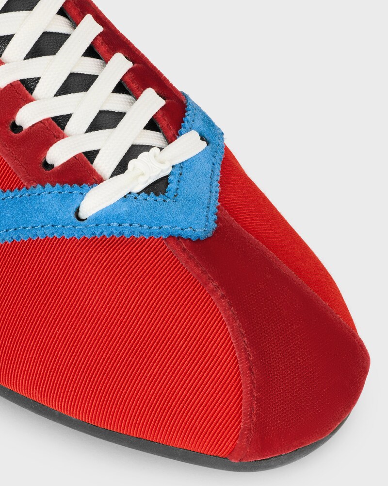 DER FLAT SNEAKER AUS GROSGRAIN, SAMT, ZIEGENWILDLEDER UND LAMMLEDER - ROT/ELEKTROBLAU -  - 1 | CELINE