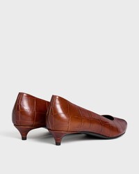 KITTEN PUMP IN CROCRODILE STAMPED CALFSKIN - BROWN -  - 2 | CELINE
