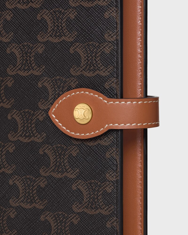 LARGE NOTEBOOK COVER IN TRIOMPHE CANVAS AND CALFSKIN - TAN - STATIONERY - 1 | CELINE