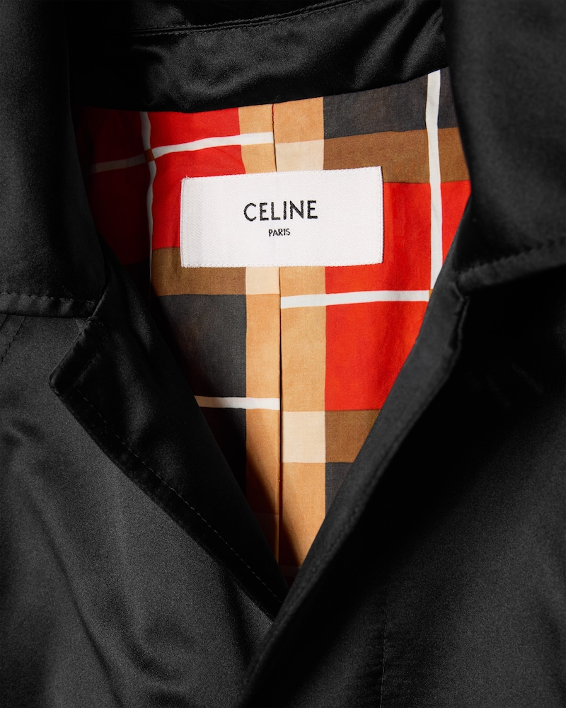 BALMACAAN-MANTEL AUS GEBONDETEM SATIN MIT MADRAS-FUTTER - SCHWARZ -  - 1 | CELINE