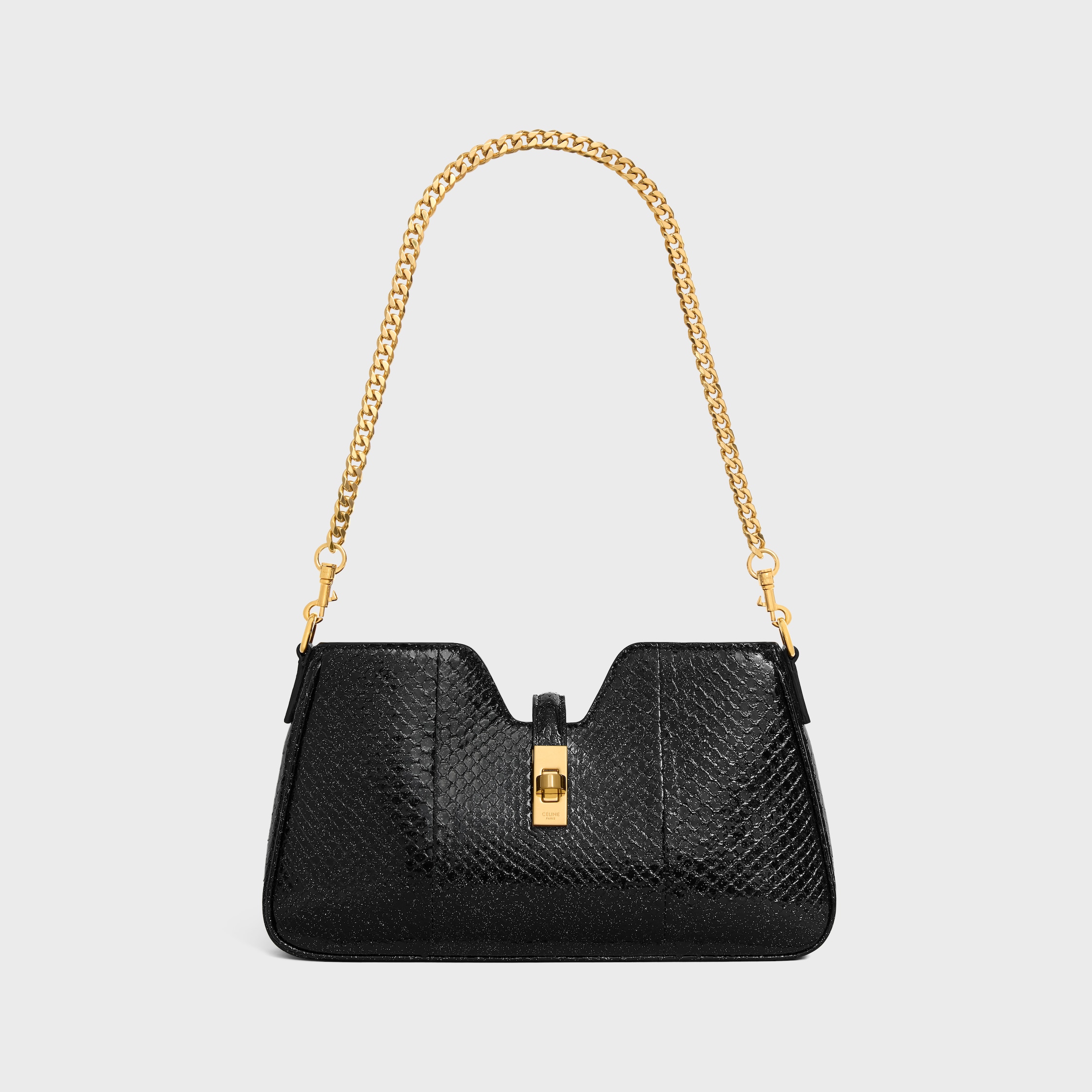 SHOULDER CAMILLE 16 SOFT IN PYTHON GLITTER - BLACK GLITTER | CELINE