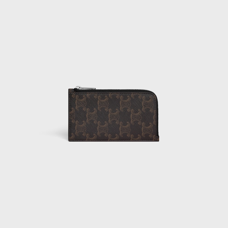 Long porte-cartes zipp&eacute;  En toile triomphe - NOIR - PORTE-MONNAIE - 1 | CELINE