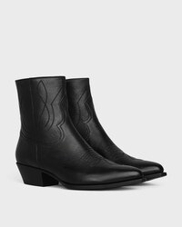 CELINE WESTERN ZIPPED BOOTS in Calfskin - BLACK -  - 2 | CELINE