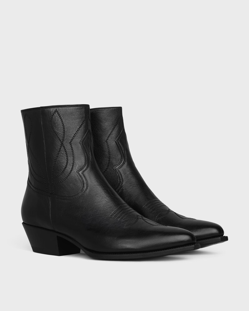CELINE WESTERN ZIPPED BOOTS in Calfskin - BLACK -  - 1 | CELINE