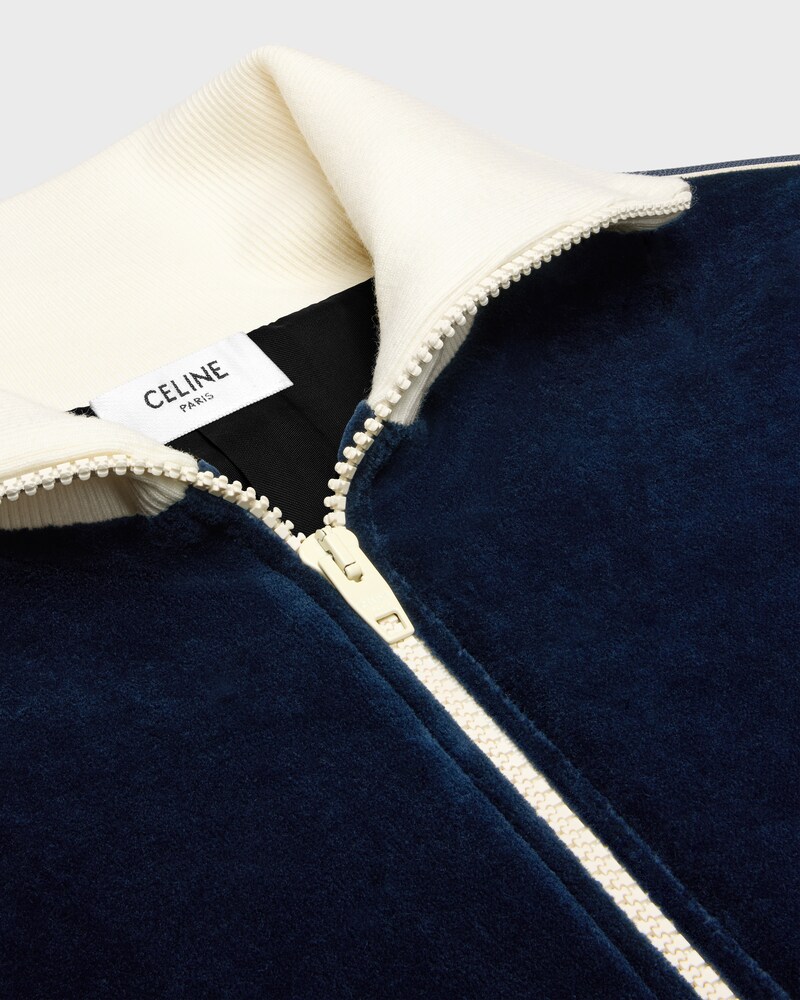 tracksuit jacket IN velvet jersey - BLEU NUIT/ECRU -  - 1 | CELINE