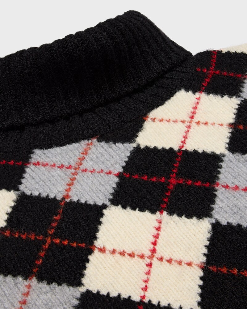 turtleneck sweater IN argyle wool - BLACK/WHITE/GREY -  - 1 | CELINE