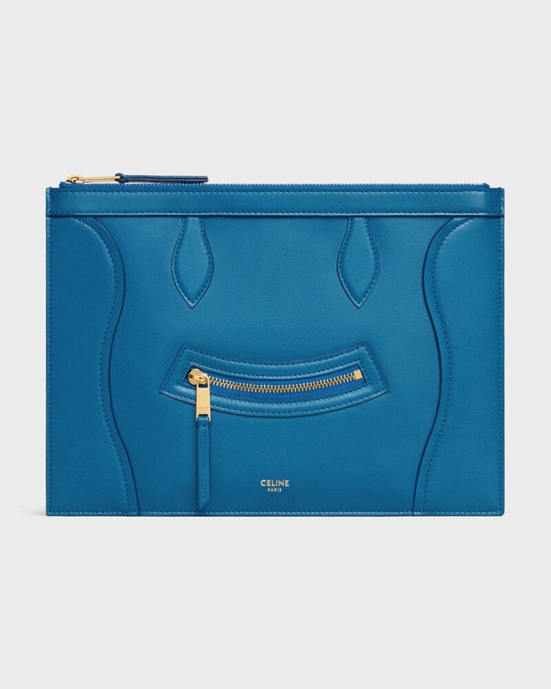 MEDIUM POUCH IN GLOSSY CALFSKIN - ULTRA BLUE - POUCHES - 1 | CELINE