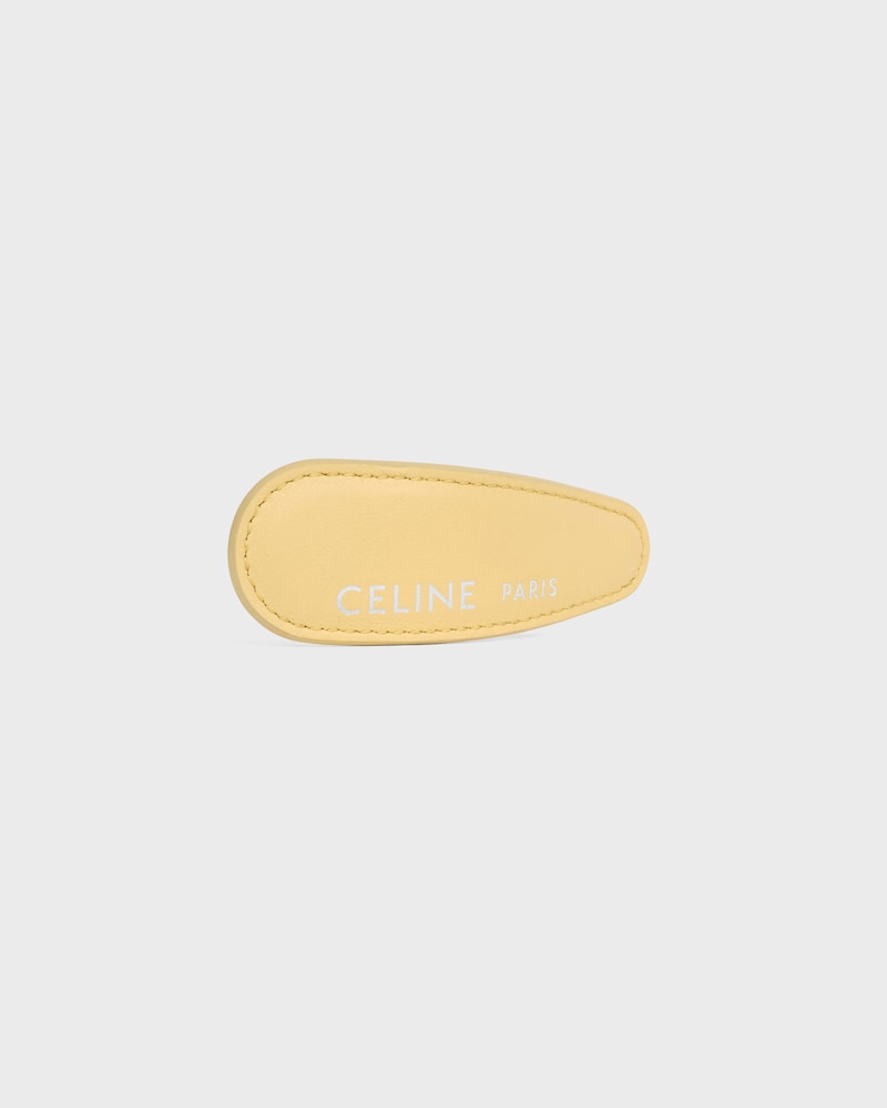 CELINE LARGE HAIR CLIP IN LAMBSKIN, BRASS WITH GOLD FINISH AND STEEL - PALE YELLOW / SILVER - HAIR ACCESSORIES - 1 | CELINE