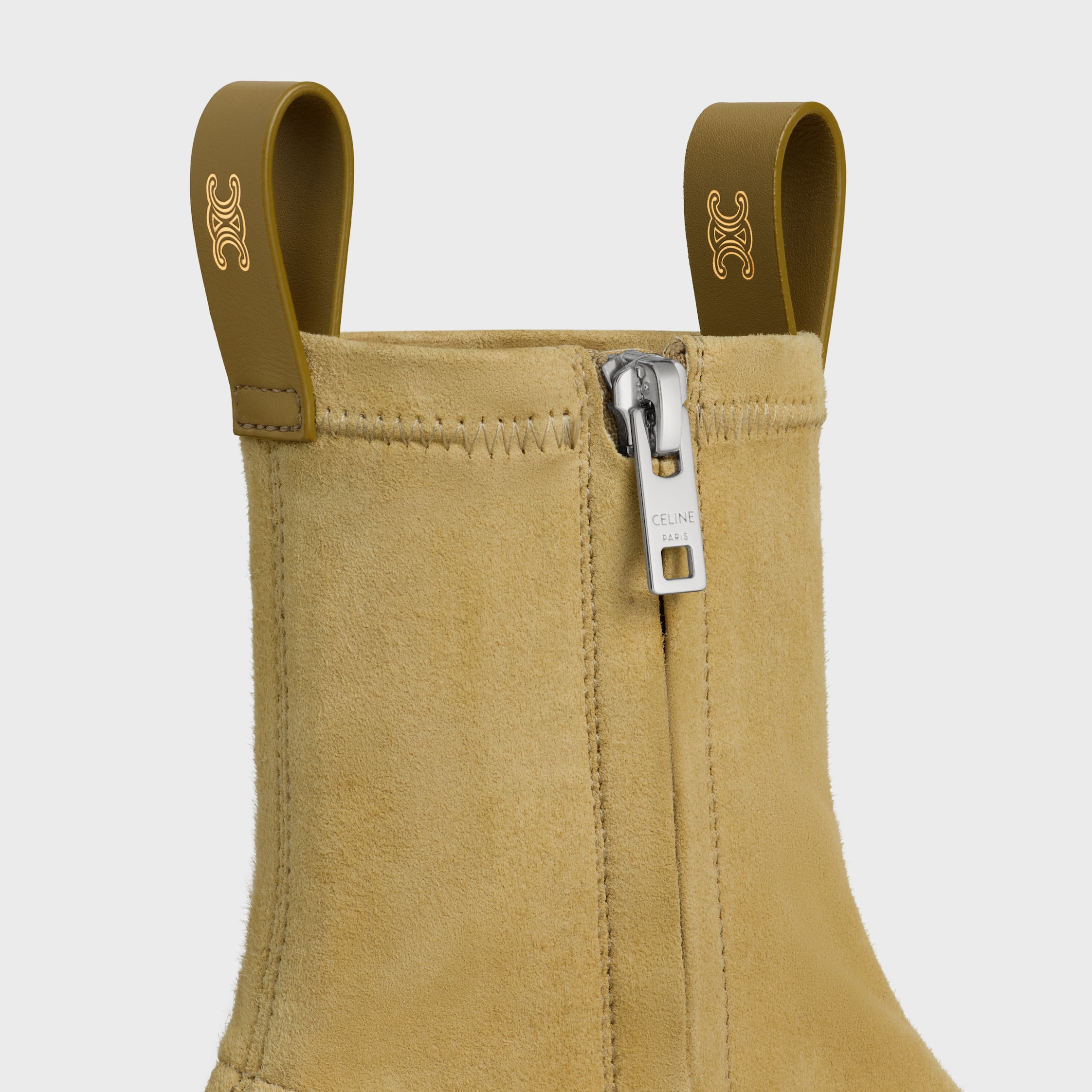 FLOW - ZIPPED BOOT IN Stretch Suede Lambskin - STONE BEIGE | CELINE