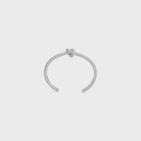 Knot Sparkle Cuff in Strass and Brass with Rhodium Finish - SILVER -  - 1 | CELINE