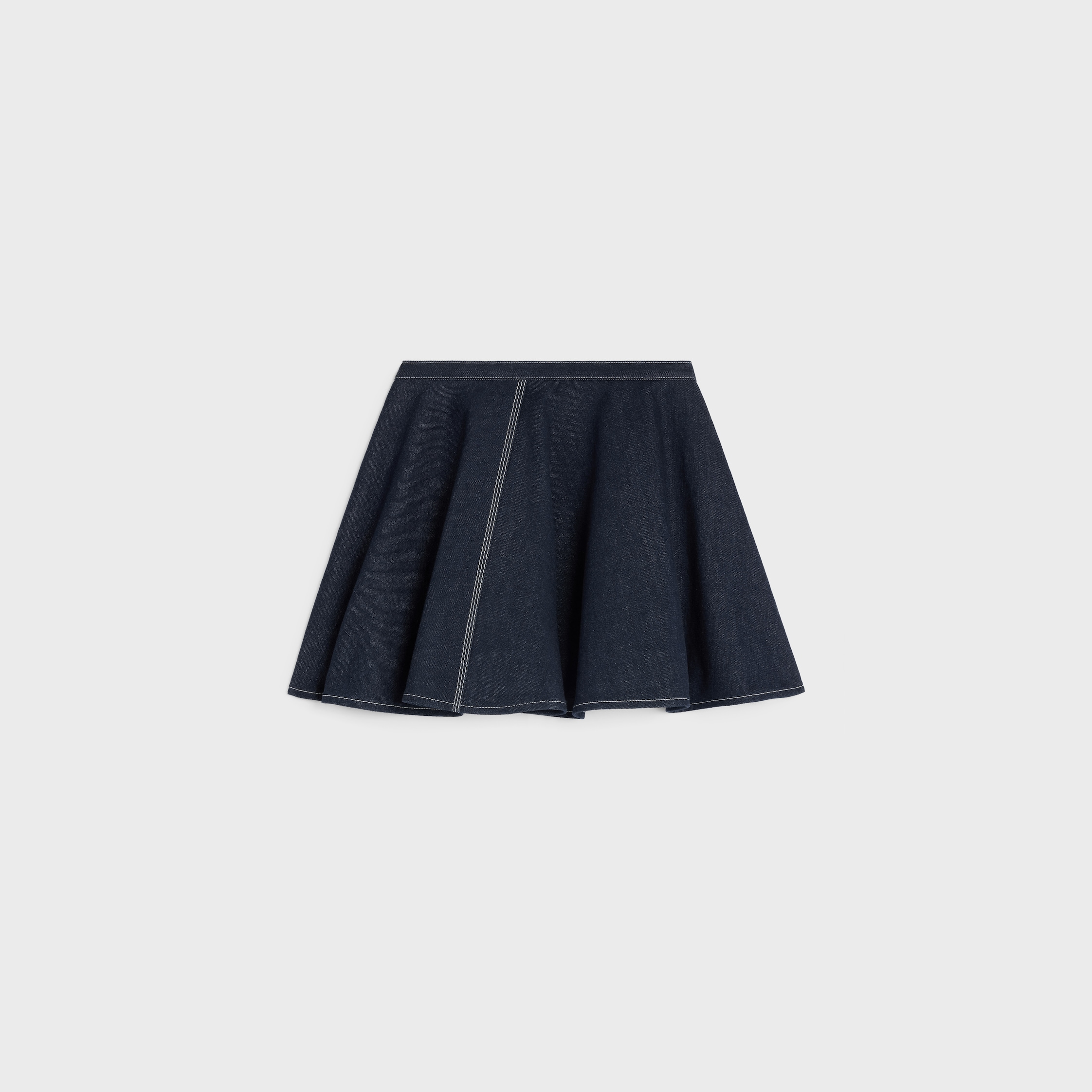 PEPLUM SKIRT IN LIGHTWEIGHT COTTON DENIM - RINSED | CELINE