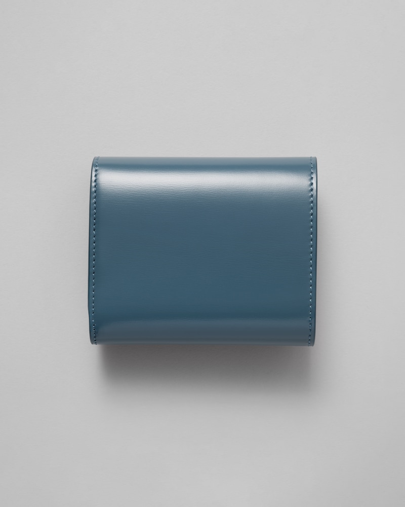 Small Flap Wallet TRIOMPHE IN Shiny calfskin - OCEAN GREY - WALLETS - 1 | CELINE