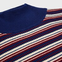turtleneck sweater IN striped ribbed wool - BLUE/ECRU/RED -  - 2 | CELINE