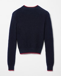 RUNDHALSPULLOVER AUS LAMMWOLLE - MARINEBLAU/ROT -  - 2 | CELINE