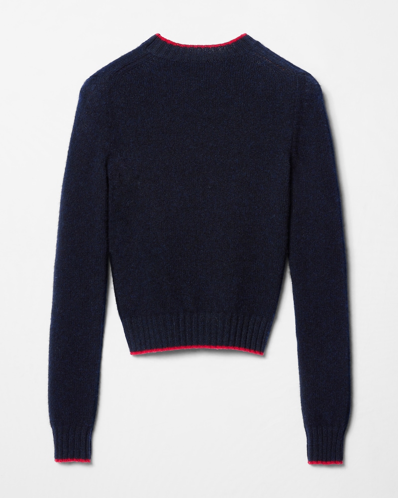 pull col rond laine d'agneau - NAVY/RED -  - 1 | CELINE