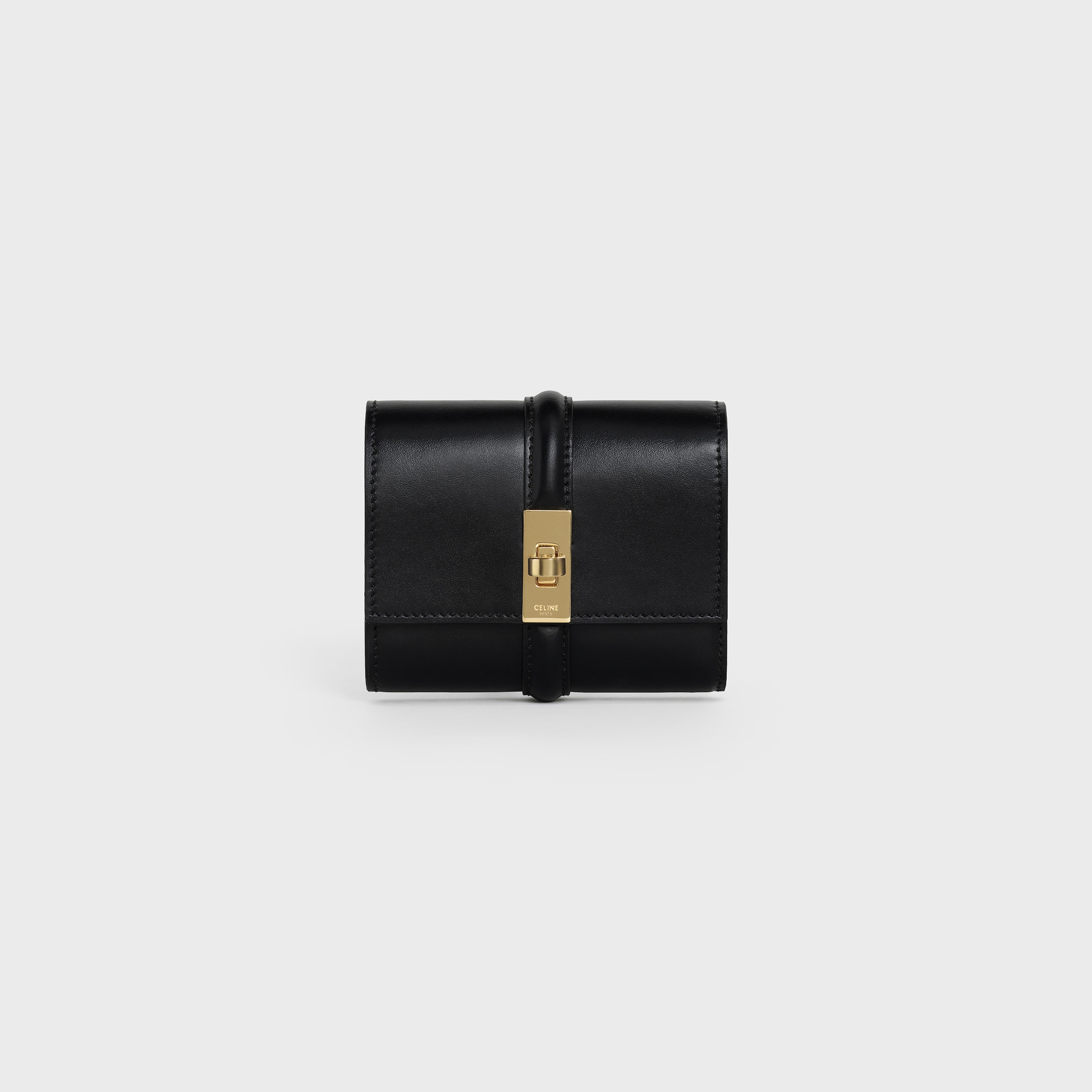 Small Trifold wallet 16 IN Satinated Calfskin - BLACK | CELINE