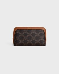 COSMETIC LIPSTICK POUCH IN TRIOMPHE CANVAS AND CALFSKIN - TAN - LIPSTICKS - 1 | CELINE