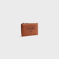Zipped Card Holder IN SMOOTH LAMBSKIN - TAN / BLACK - CARD HOLDERS - 2 | CELINE
