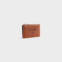 Zipped Card Holder IN SMOOTH LAMBSKIN - TAN / BLACK - COIN HOLDERS - 2 | CELINE
