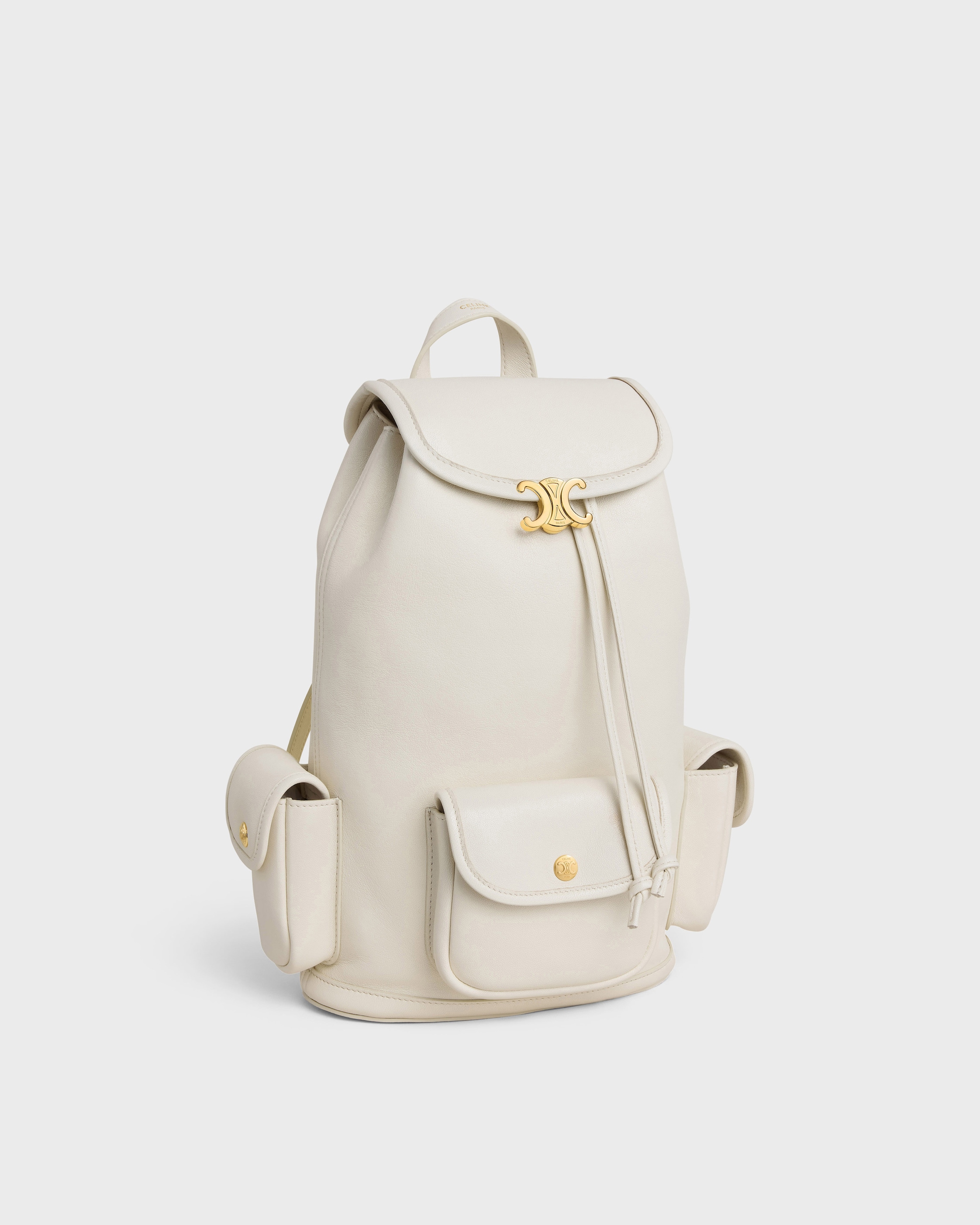 MINI BACKPACK SOFT TRIOMPHE IN SUPPLE SHINY LAMBSKIN - WHITE