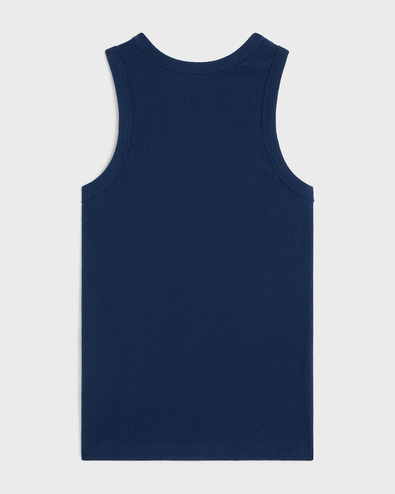 Canotta in seta di cotone a coste - BLU NAVY/ROSSO -  - 1 | CELINE