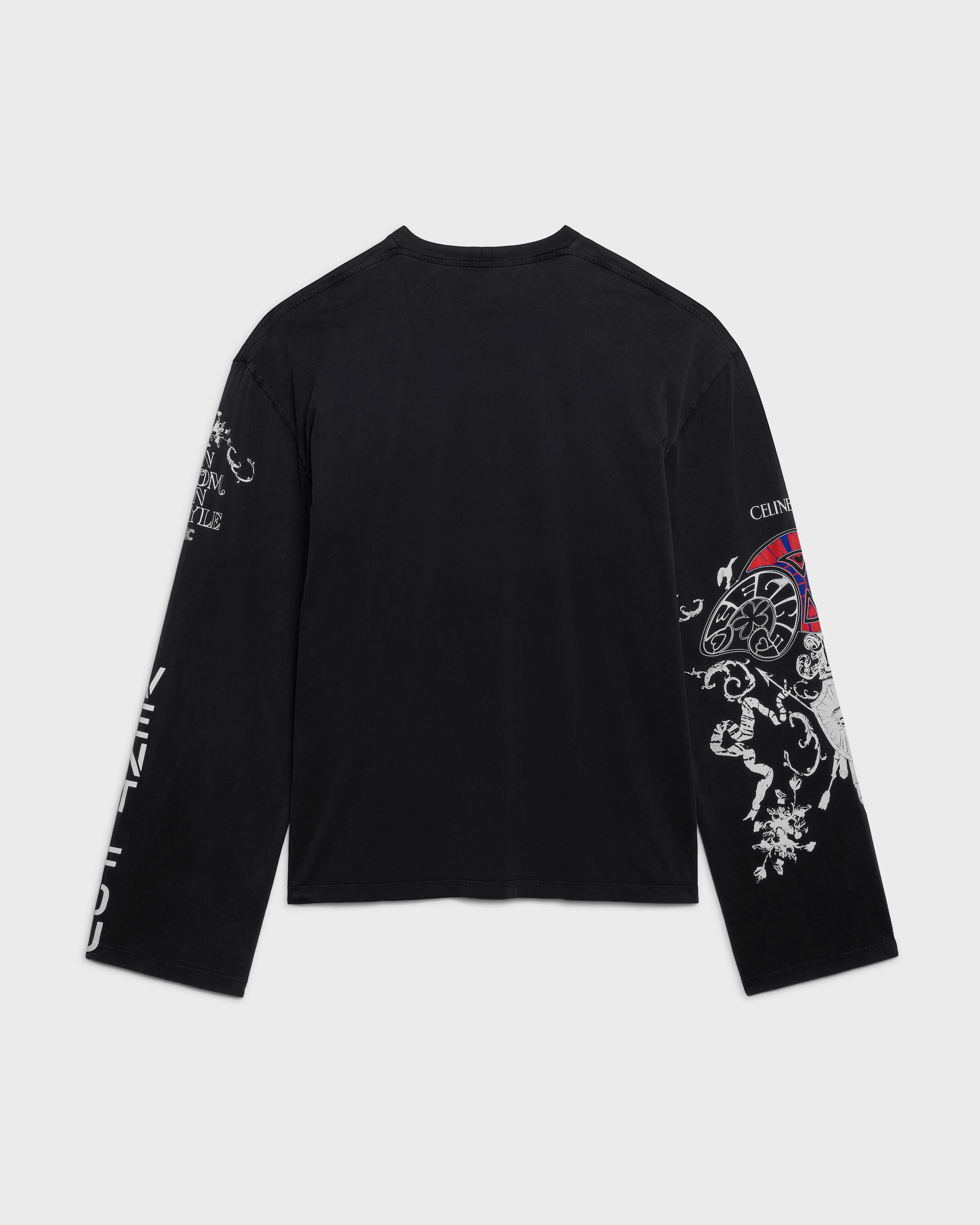 LONG SLEEVED T-SHIRT IN COTTON JERSEY - WASHED BLACK/ WHITE/ RED