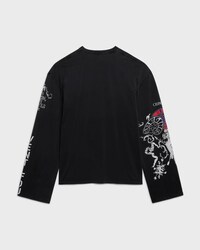 long sleeved t-shirt IN cotton jersey - WASHED BLACK/ WHITE/ RED -  - 2 | CELINE