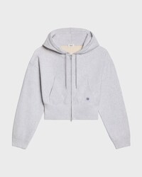 SUDADERA CORTA CON CREMALLERA Y CAPUCHA DE FELPA DE ALGODÓN - GRIS PÁLIDO -  - 1 | CELINE