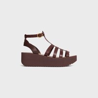 SUNNY WEDGE SANDAL IN Calfskin - Vegetal Tanning - DARK BROWN -  - 1 | CELINE