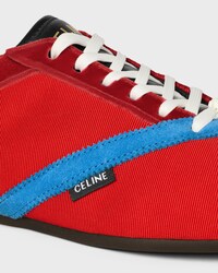 THE FLAT SNEAKER IN GROS GRAIN, VELVET, SUEDE GOATSKIN AND LAMBSKIN - RED / ELECTRIC BLUE -  - 2 | CELINE