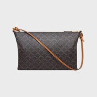 duo zipped bag IN Triomphe Canvas and NATURAL calfskin - MIEL - TOP-HANDLE BAGS - 1 | CELINE