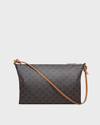 duo zipped bag IN Triomphe Canvas and NATURAL calfskin - MIEL - TRIOMPHE CANVAS - 1 | CELINE