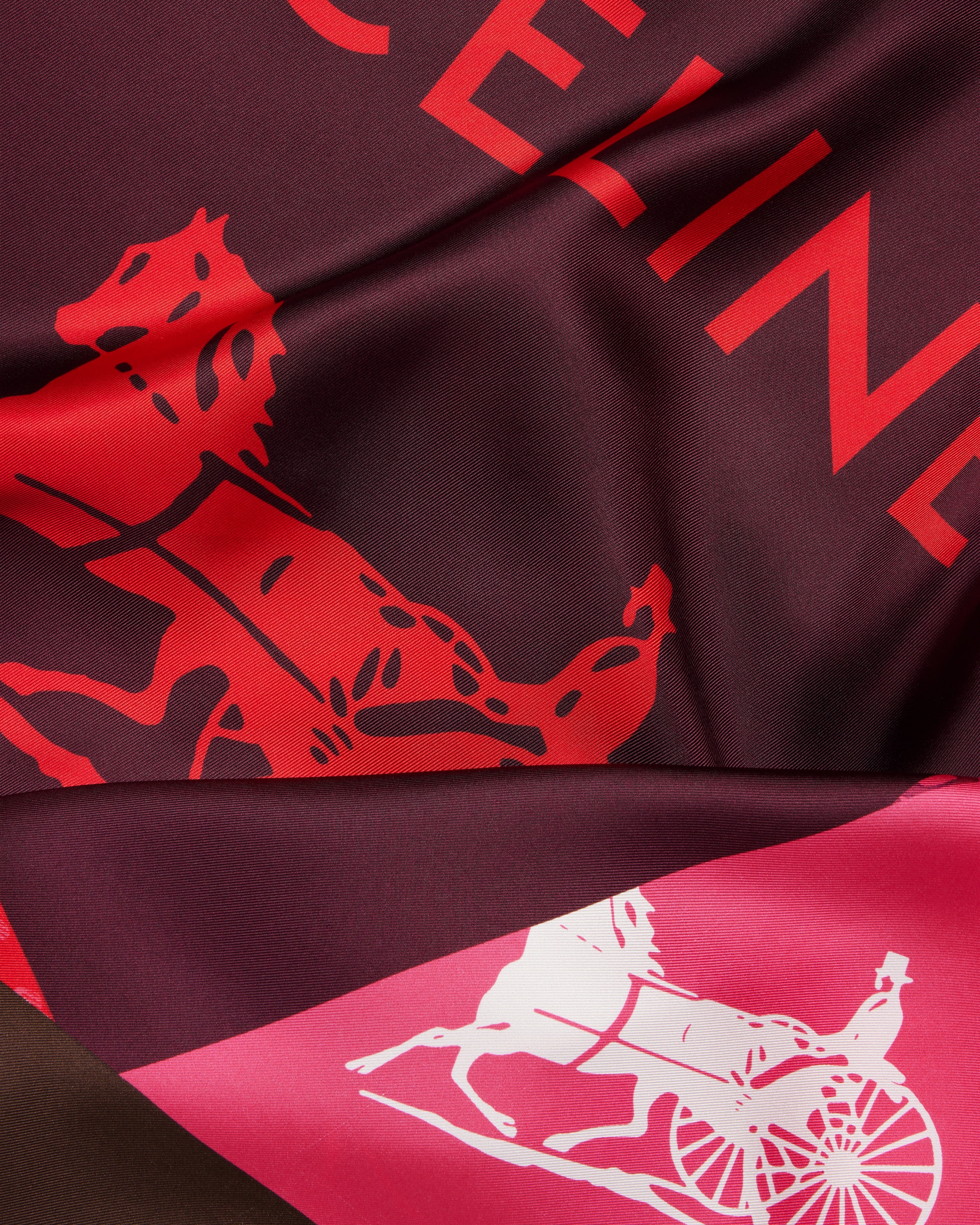 PATCHED C CALÈCHE FOULARD, 90 - FUSCHIA/BURGUNDY/BROWN | CELINE