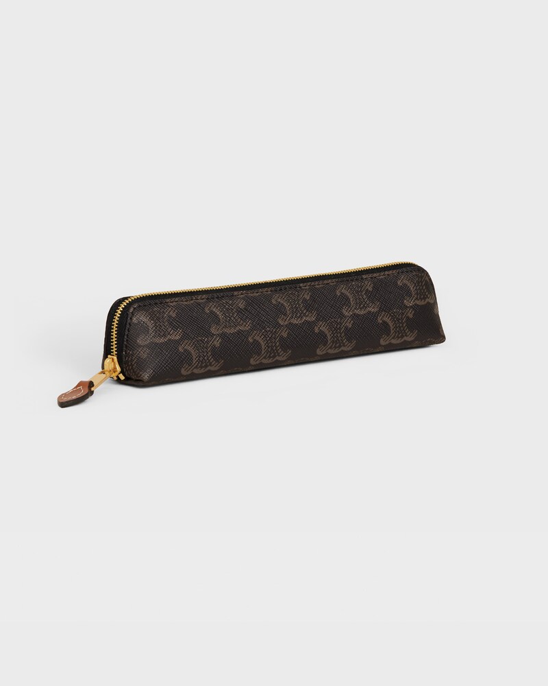 Pencil Case Triomphe Canvas - BLACK / TAN - STATIONERY - 1 | CELINE