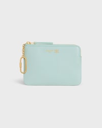 COIN PURSE TRIOMPHE STAMP IN GRAINED SUPPLE CALFSKIN - POWDER BLUE / DEEP IVORY - COIN HOLDERS - 1 | CELINE