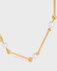 Les Perles Celine Straight Necklace in Resin Pearls and Brass with Gold Finish - GOLD / IVORY - NECKLACES - 2 | CELINE