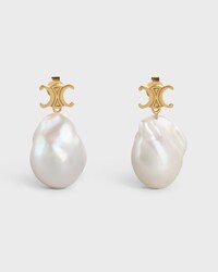 Les Perles Celine Baroque Earrings in Brass with Gold Finish and Cultured Pearls - GOLD / IVORY - EARRINGS - 1 | CELINE