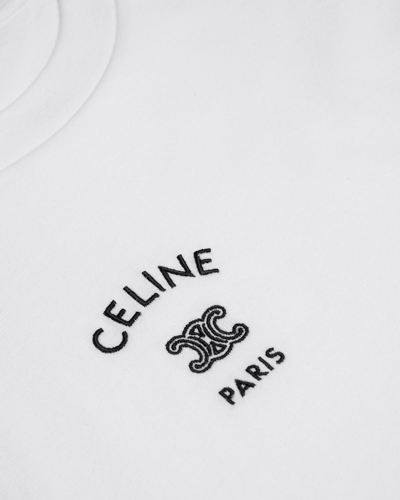 long-sleeved t-shirt IN cotton jersey - OFF WHITE / BLACK -  - 1 | CELINE