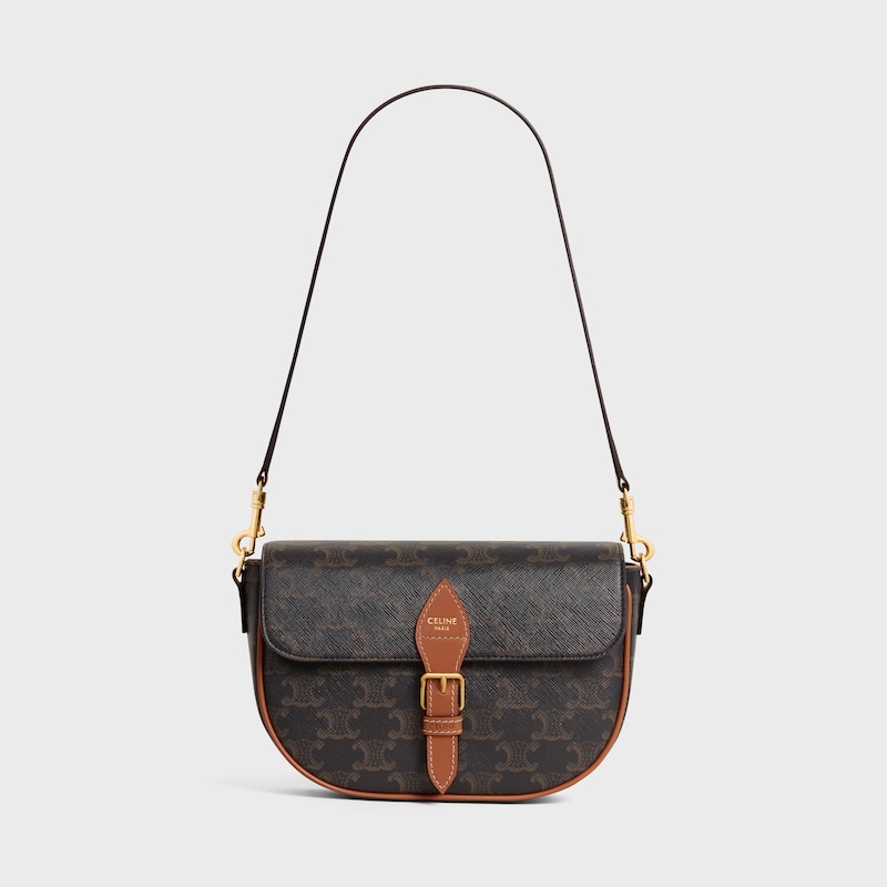 FOLCO SHOULDER BAG IN Triomphe Canvas and Calfskin - TAN - NEW COLLECTION - 1 | CELINE