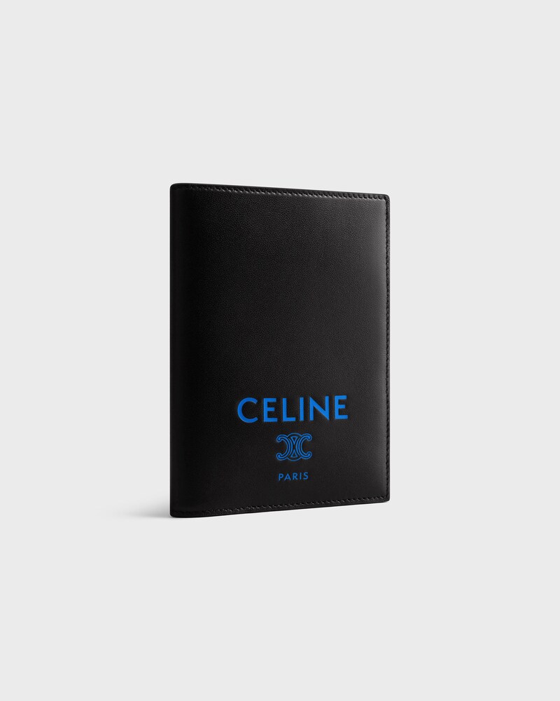 PASSPORT COVER TAKEAWAY IN SMOOTH LAMBSKIN - BLACK / ULTRA BLUE - TECH ACCESSORIES - 1 | CELINE