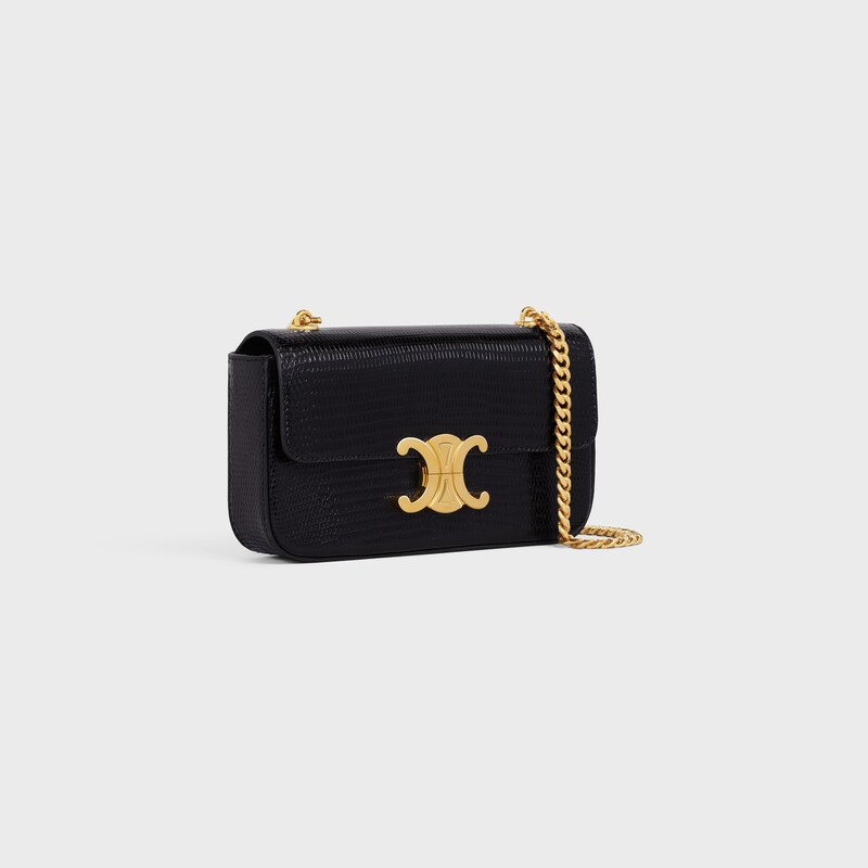 CHAIN SHOULDER BAG CLAUDE in Lizard - BLACK - MORE LINES - 1 | CELINE