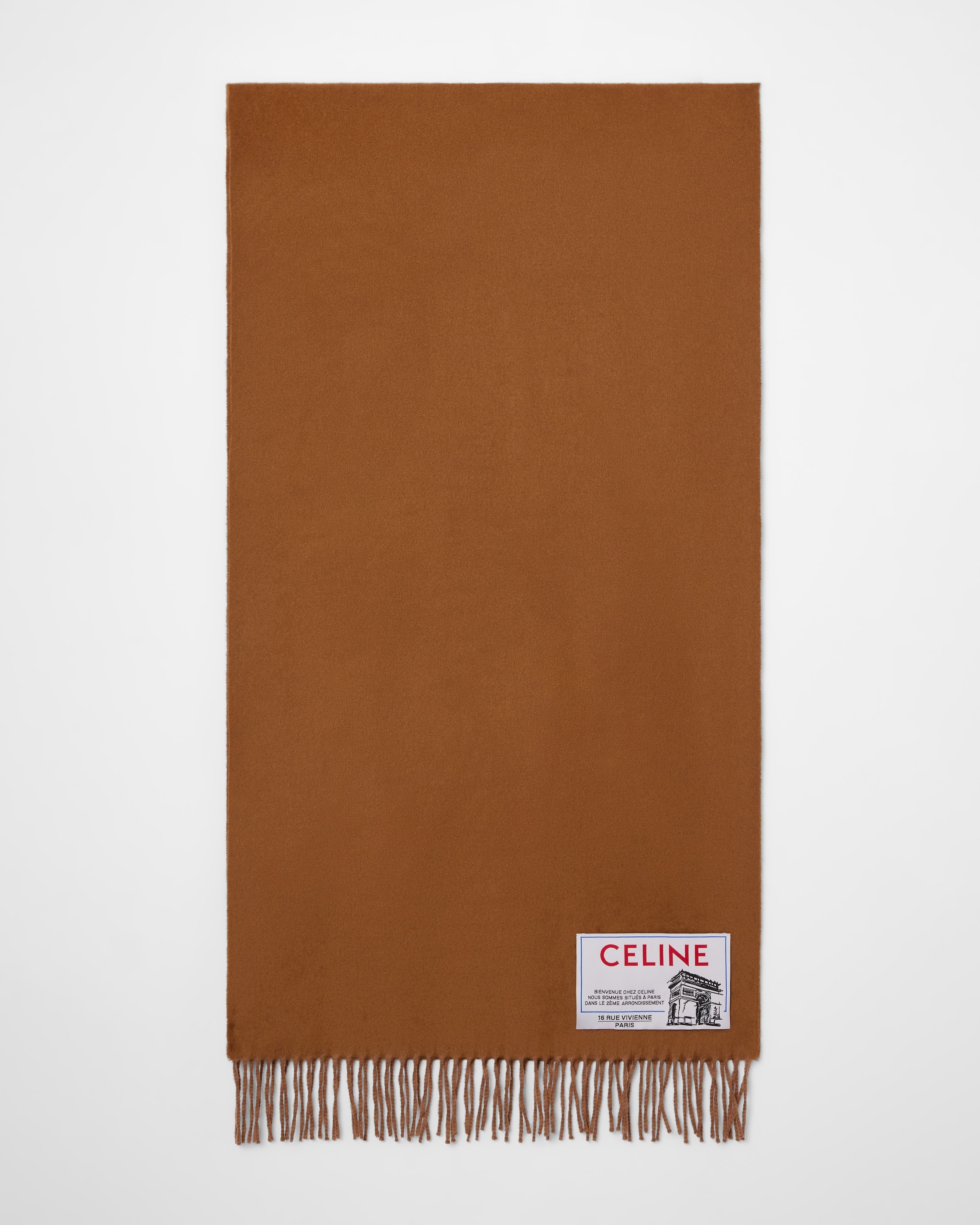 CASHMERE WOOL SCARF - CAMEL | CELINE