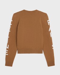 JERSEY CON CUELLO REDONDO DE LANA DE CACHEMIRA - CAMEL/BLANCO -  - 2 | CELINE
