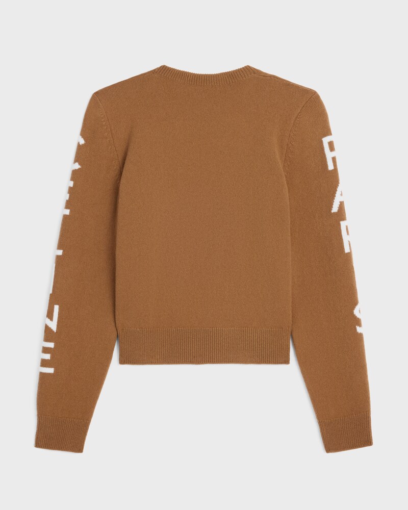 crewneck sweater IN wool cashmere - CAMEL/WHITE -  - 1 | CELINE